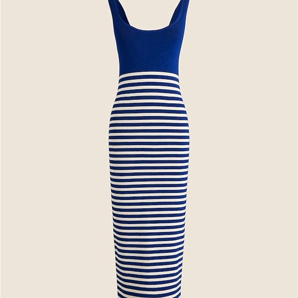 J. Crew cyan Navy and White Striped Midi sweater Dress - Picture 2 of 3